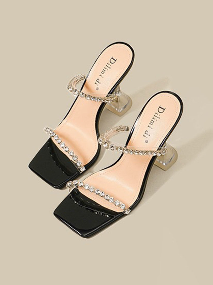 Peep Toe Rhine Stones Shiny Transparent Pumps Sandals