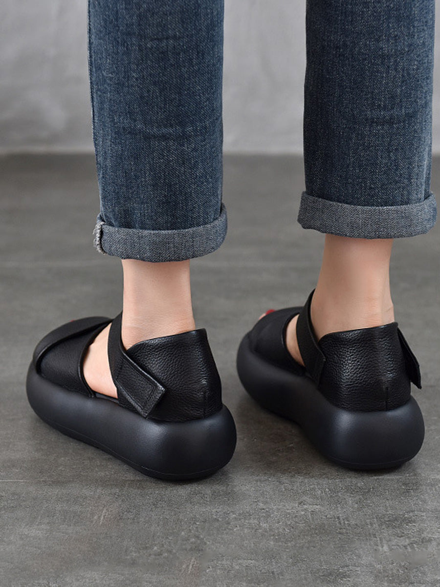 Women Casual Summer Genuine Leather Platform Sandals