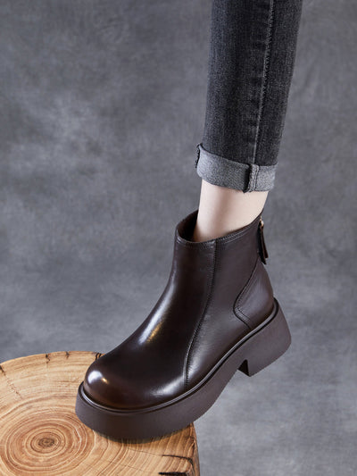 Women Casual Genuine Leather Platform Boots