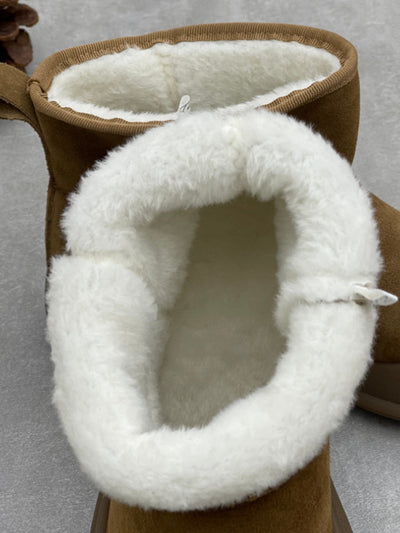 Women Genuine Leather Fleece-lined Platform Boots