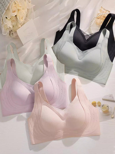 Women Casual Seamless Solid Fixed Cup Bra