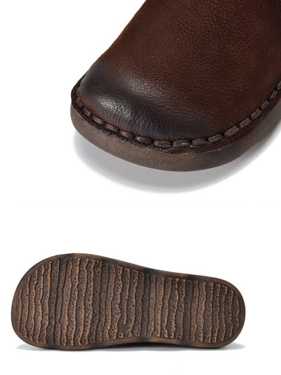 Women Winter Leather Spliced Ankle Boots