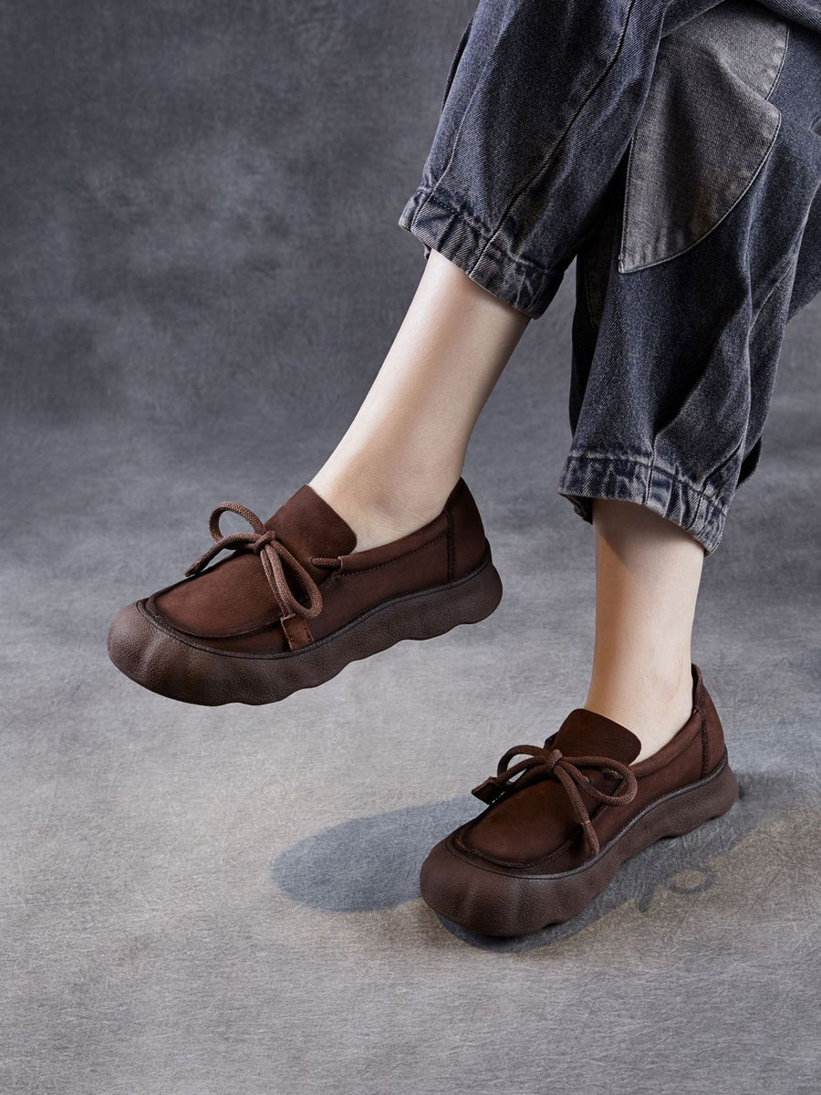 Women Vintage Genuine Leather Strap Flat Shoes