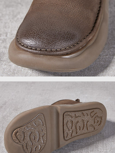 Women  Winter Genuine Leather Spliced Flat Boots