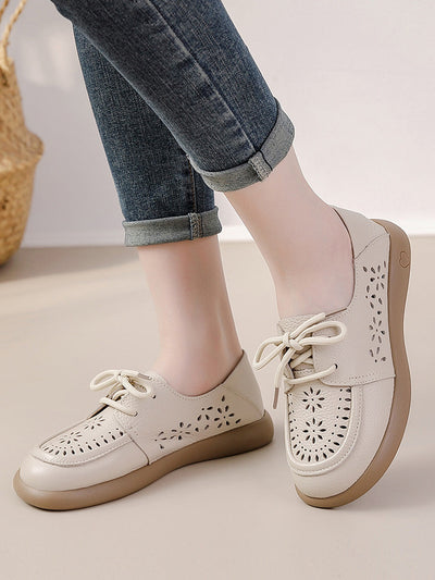 Women Summer Genuine Leather Strap Flat Shoes