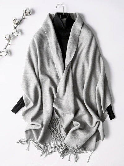 Keep Warm Solid Color Tasseled Shawl&Scarf