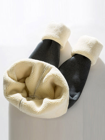 Simple Skinny Leg Keep Warm Solid Color With Velvet Leggings