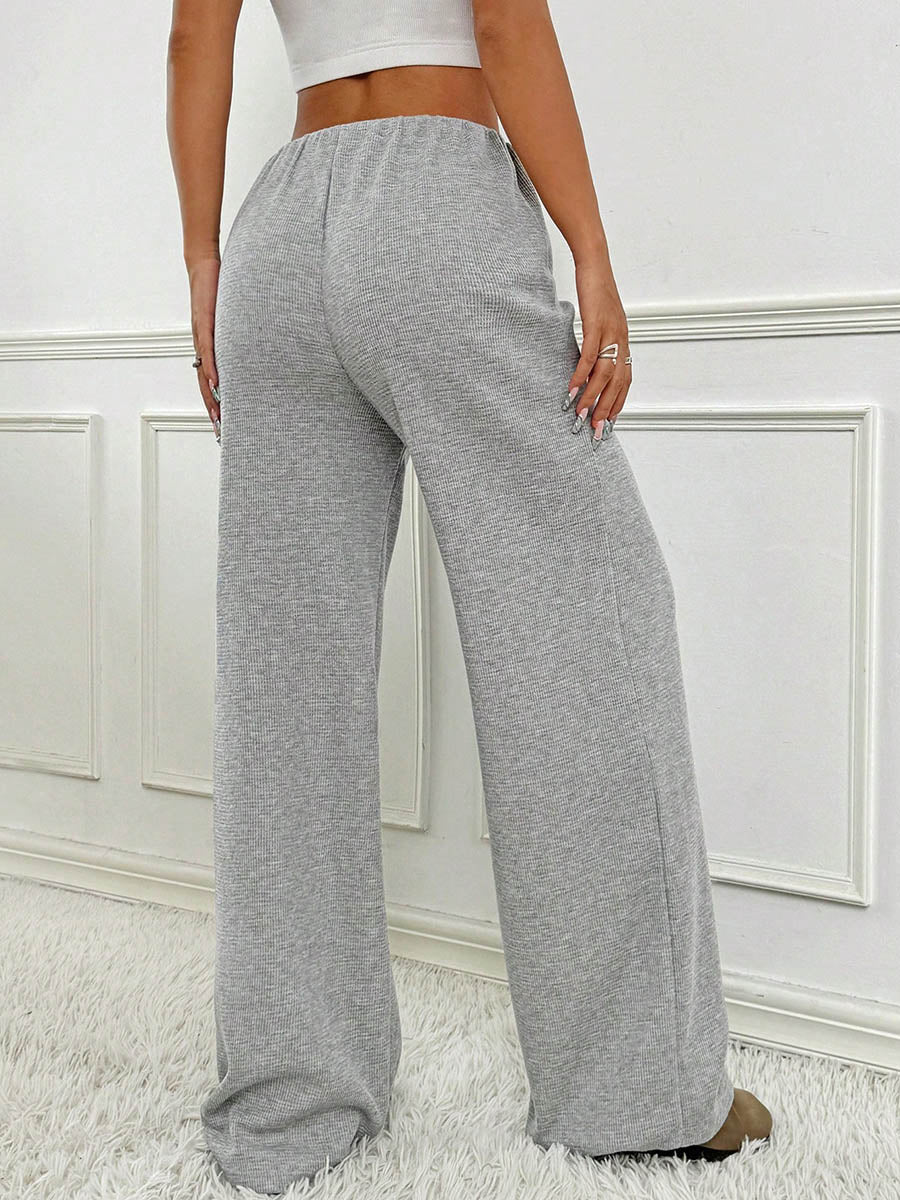 Elasticated Waist High Waisted Contrast Color Drawstring Split-Joint Striped Pants