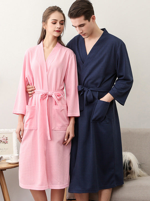 Comfortable Solid Bandage Thin Pajama Robe