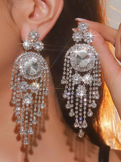 Geometric Tasseled Drop Earrings