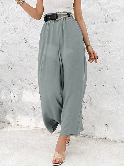 Simple Wide Leg Loose Elasticity Casual Pants Bottoms