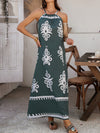A-Line Loose Contrast Color Halter-Neck Maxi Dresses
