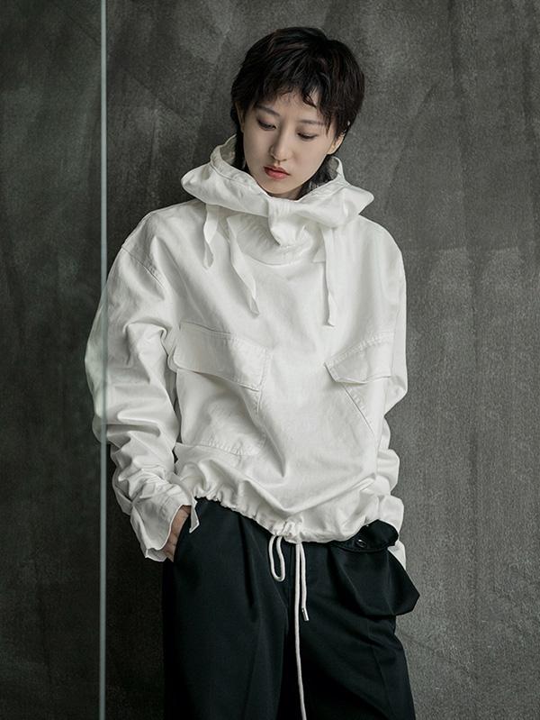 Loose Solid Drawstring Space Style Hoodie Sweatshirt