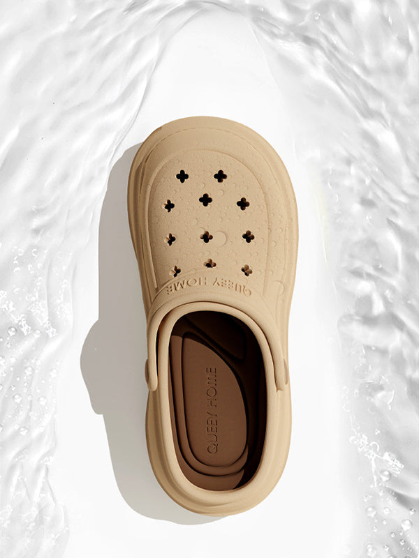 Hollow Round Cut Crocs Platform Shoes Sandals