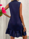 A-Line Loose Pleated Solid Color Split-Joint V-Neck Mini Dresses