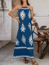 A-Line Loose Contrast Color Halter-Neck Maxi Dresses