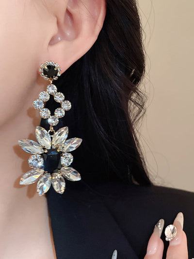 Geometric Rhine Stones Drop Earrings