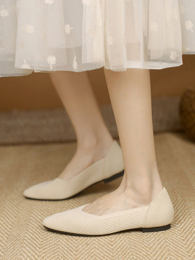 Solid Color Square-Toe Flats Shoes