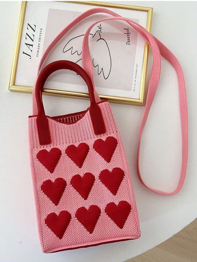 Heart Print Split-Joint Bags Crossbody Bags Handbags