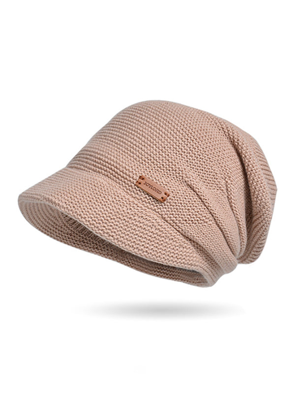 Flat Brim Solid Color Split-Joint Hats Knitted Hats