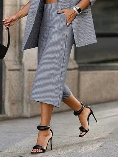 High Waisted Split-Joint Suit Pants