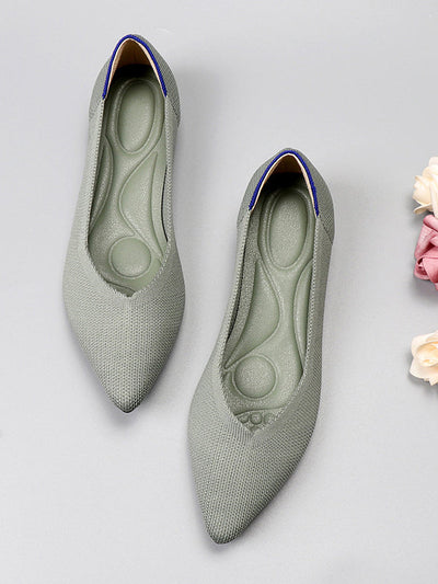 Pointed-Toe Shallow Cut Split-Joint Flat Shoes