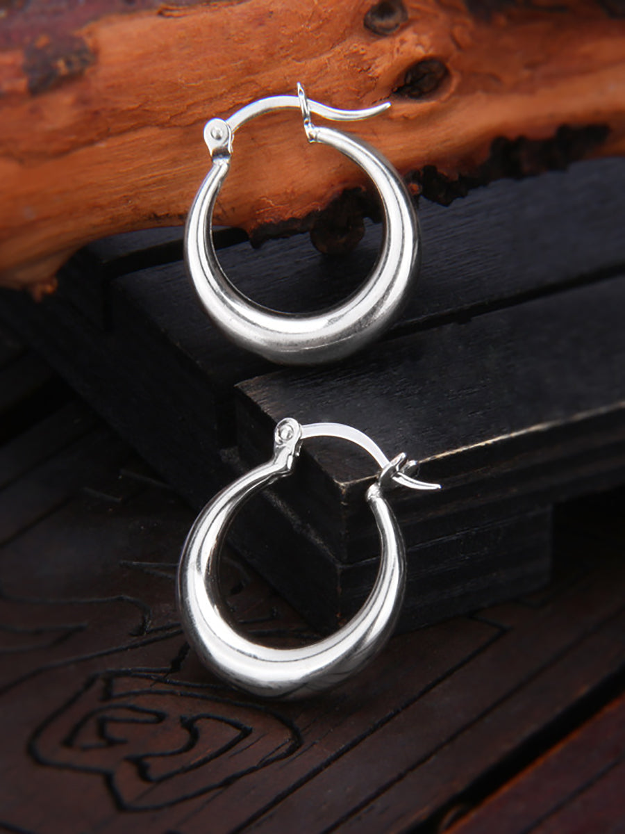 Women Casual Silver Round Circle Earrings