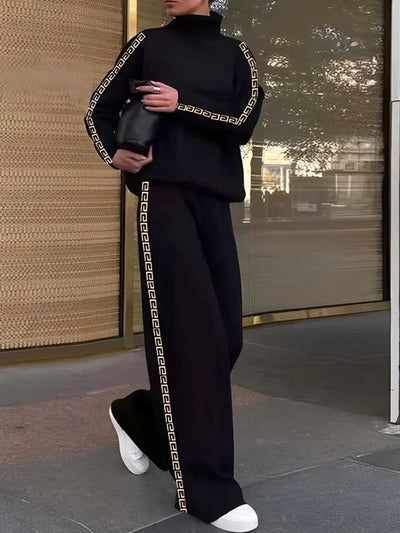 Loose Printed Solid Color Casual Pants Bottoms Trousers