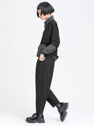 Simple Harem Pants Loose Elasticity Solid Color Casual Pants Bottoms