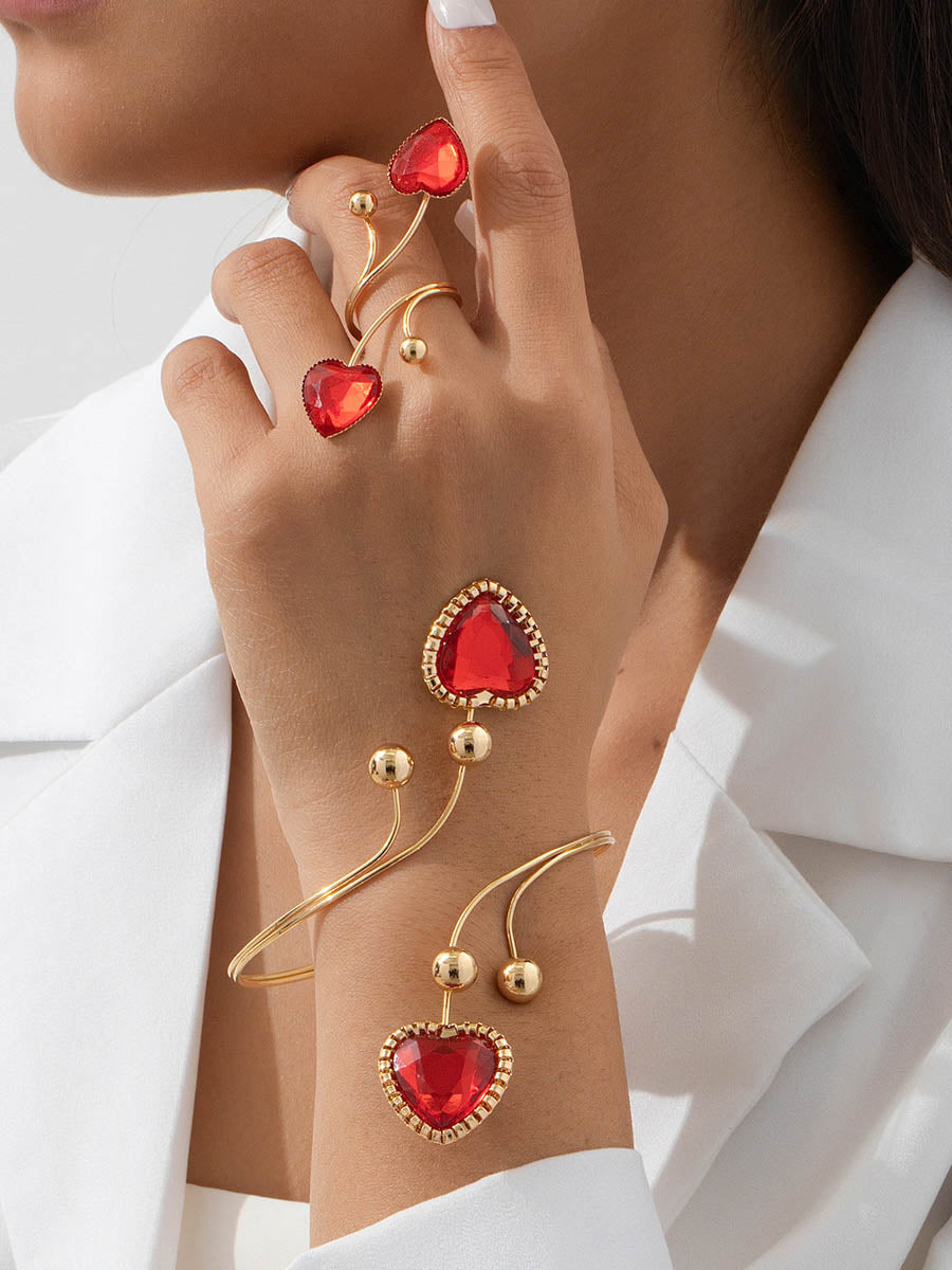 Irregularity Geometric Rhine Stones Shiny Bracelet Accessories Rings Accessories Sets