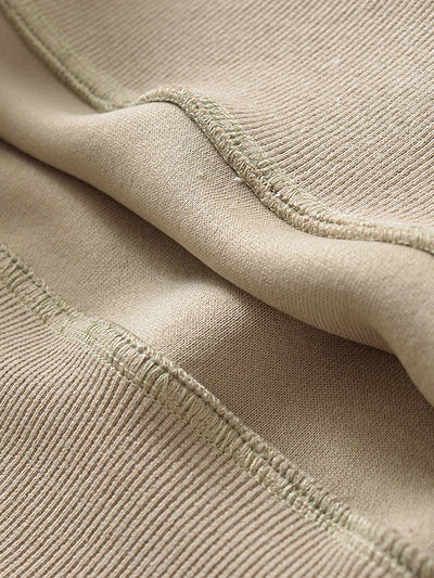 Long Sleeves Loose Solid Color Split-Joint Round-Neck Sweatshirt Tops