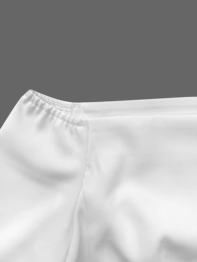 Half Sleeves Solid Color Split-Joint Off-The-Shoulder T-Shirts Tops