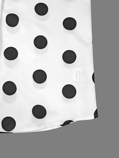 Long Sleeves Loose Buttoned Polka-Dot Split-Joint Lapel Blouses&Shirts Tops