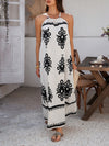 A-Line Loose Contrast Color Halter-Neck Maxi Dresses