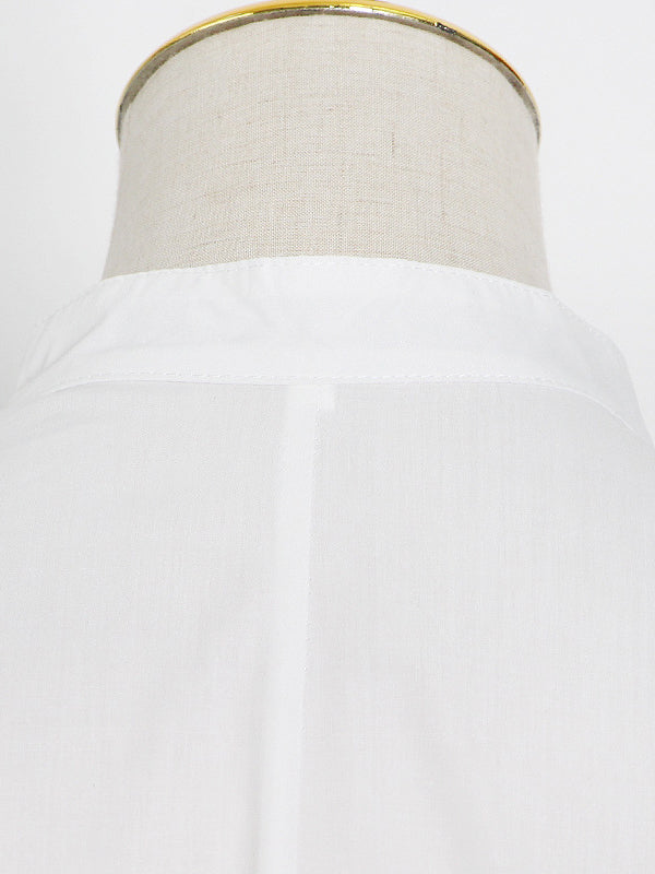 Stylish Loose Long Sleeves Buttoned Falbala Belted Solid Color Stand Collar Blouses&Shirts Tops