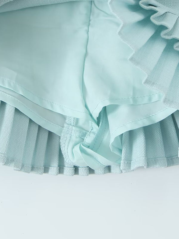 Loose No Belt Pleated Solid Color Skirts Bottoms