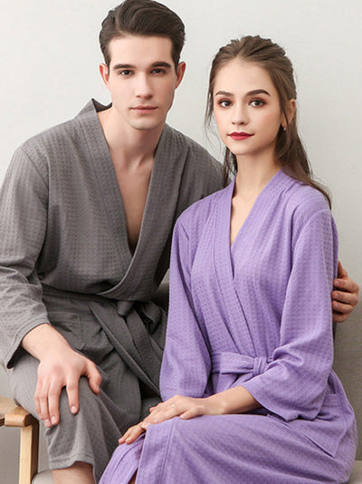 Comfortable Solid Bandage Thin Pajama Robe
