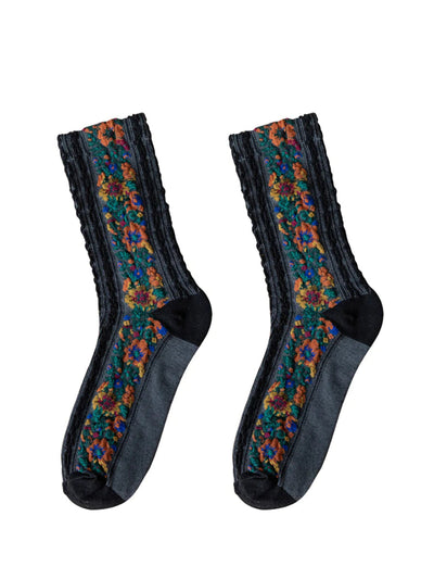 Retro Floral Jacquard Socks