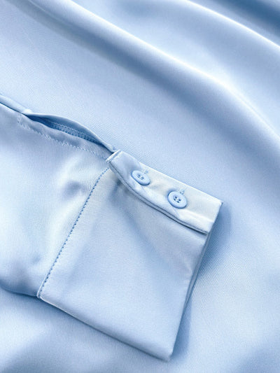 Loose Solid Color Split-Joint Boat Neck Long Sleeves Blouse & Shirt + Skirt Two Pieces Set