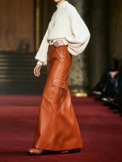 Column Pockets Solid Color Skirts Bottoms