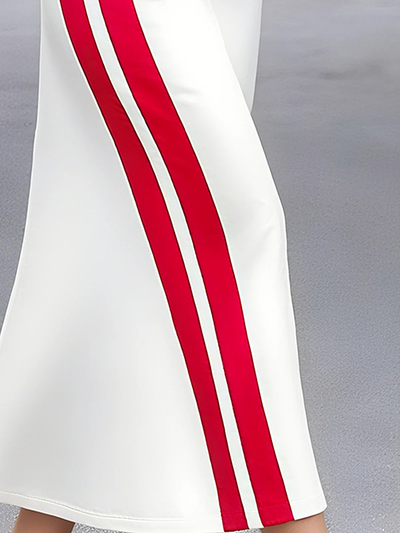 Long Sleeves Loose Drawstring Striped Hooded Hoodies&Sweatshirt Maxi Dresses