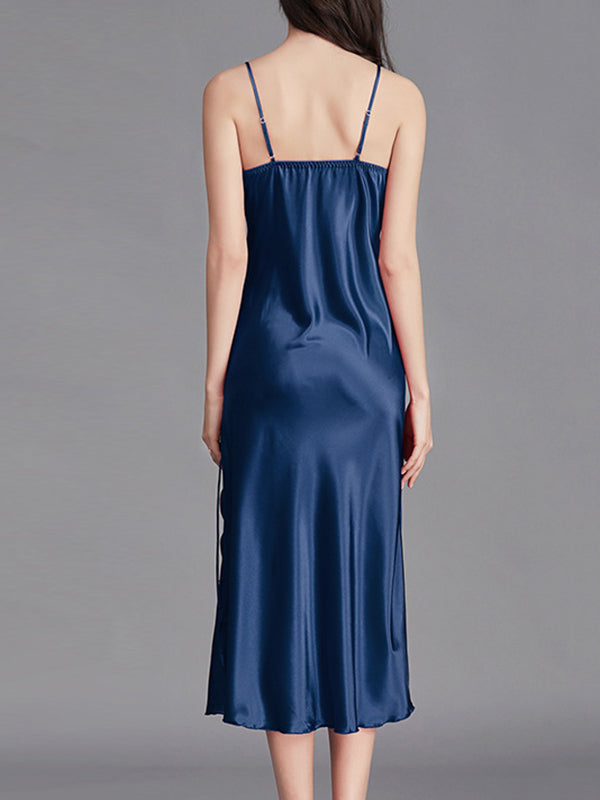 Loose Sleeveless Solid Color Spaghetti-Neck Babydolls Nightdress Pajama