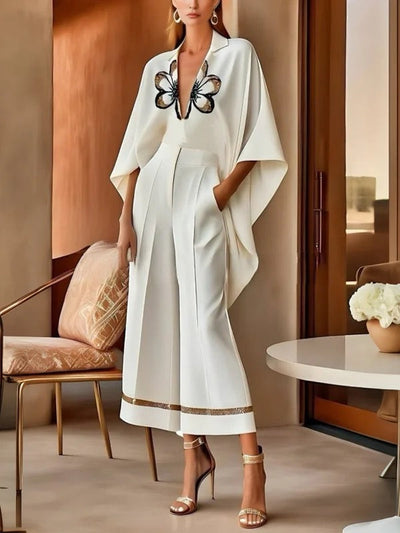 Wide Leg Pockets Solid Color Pants