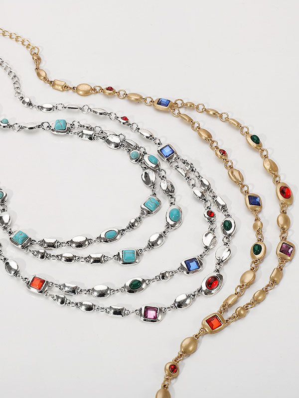 Double Layered Geometric Necklaces Accessories