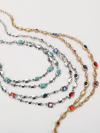 Double Layered Geometric Necklaces Accessories