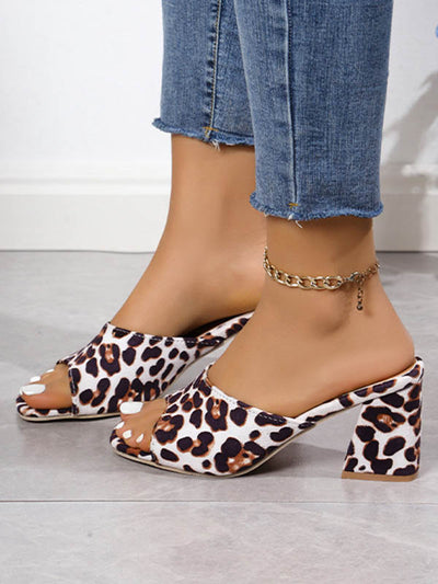 Leopard Open Toe Pumps Sandals Slippers