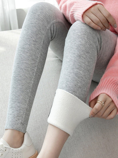 Simple Skinny Leg Keep Warm Solid Color Leggings