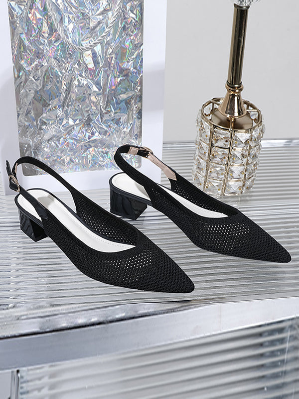 Belt Buckle Hollow Pointed-Toe Split-Joint Pumps Sandals Slider Sandals