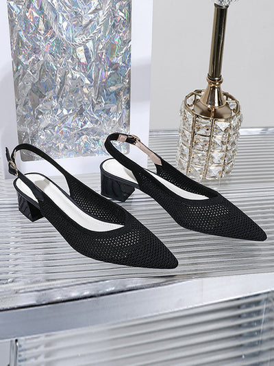 Belt Buckle Hollow Pointed-Toe Split-Joint Pumps Sandals Slider Sandals