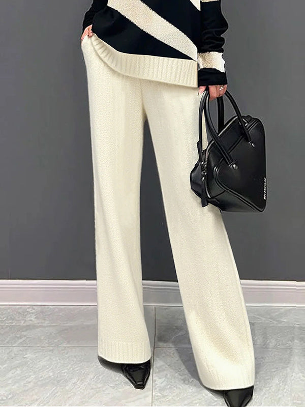 High Waisted Loose Solid Color Pants Trousers